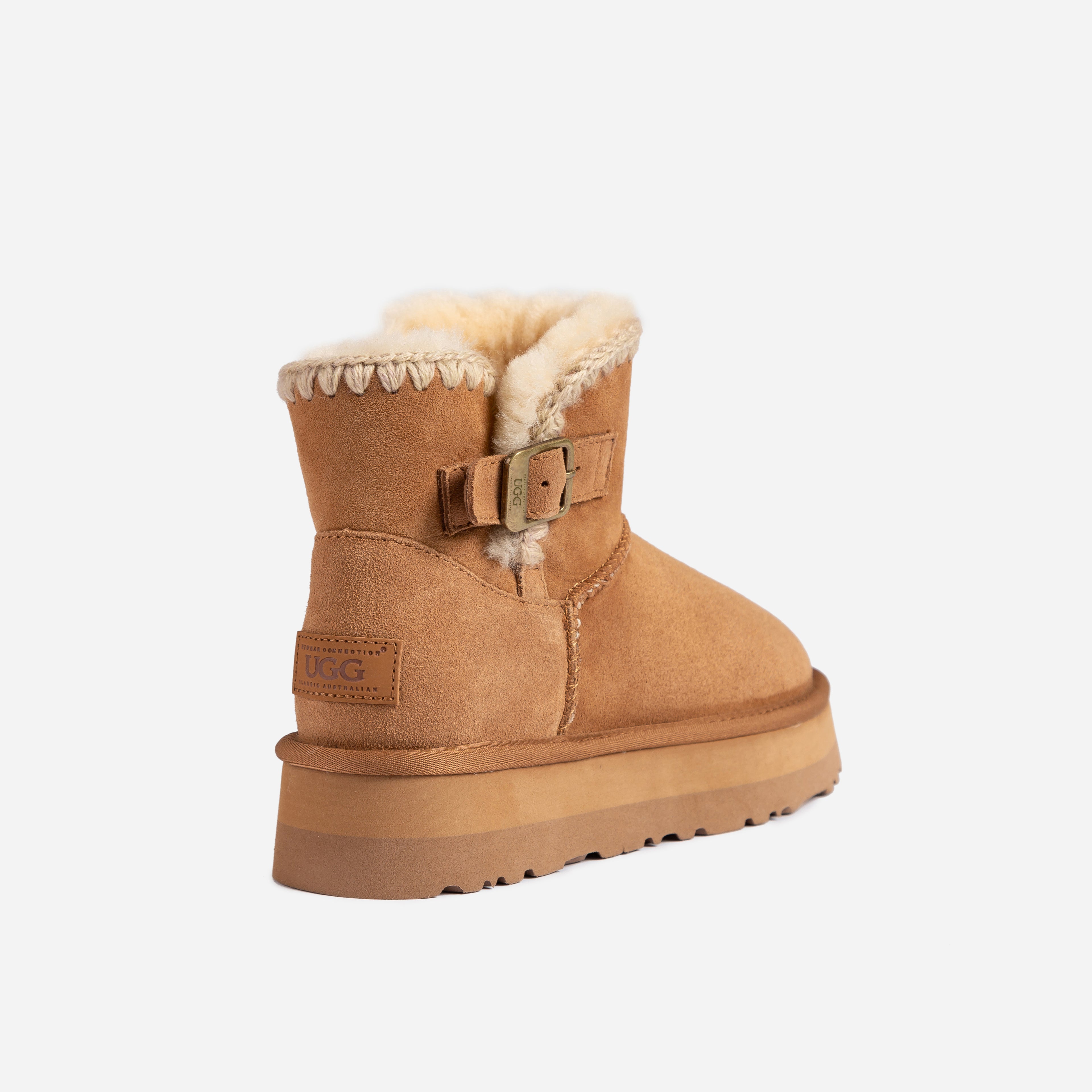 Buckled Mini Boots Platform