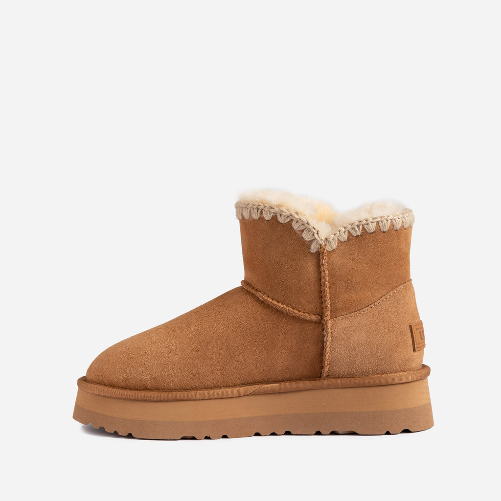 Buckled Mini Boots Platform