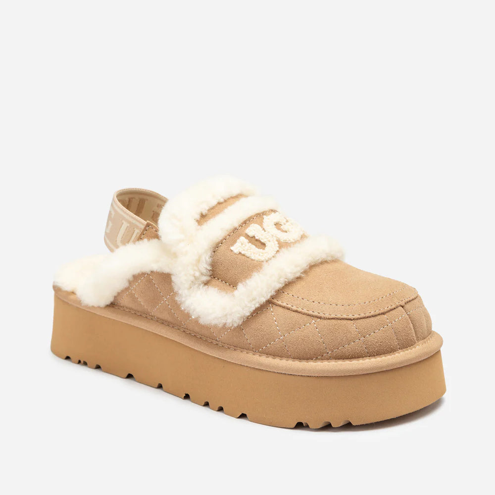 Matelassé logo Shearling Platform Slipper