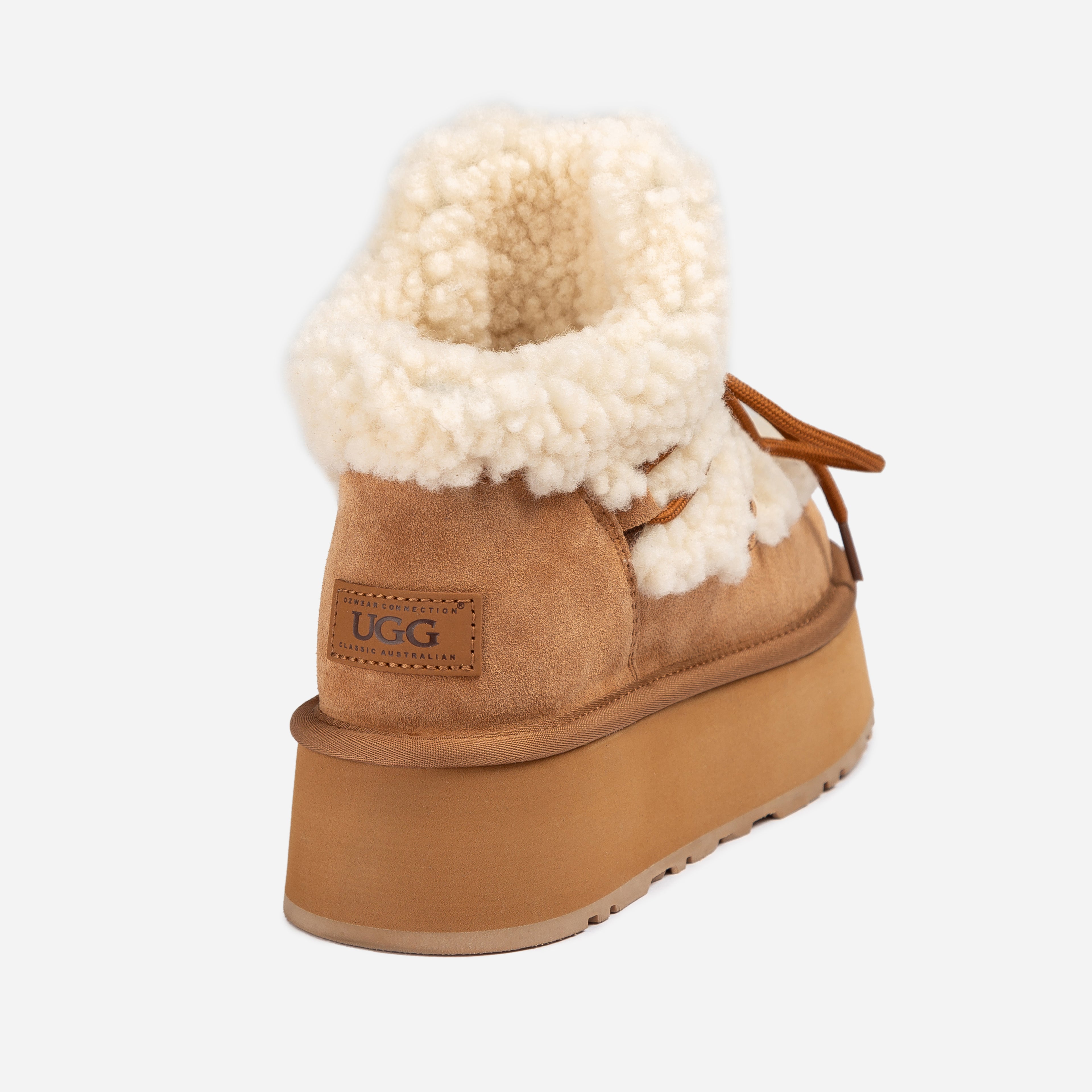 Fluffy Lace-Up Platform  Boots