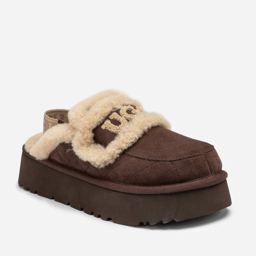Matelassé logo Shearling Platform Slipper