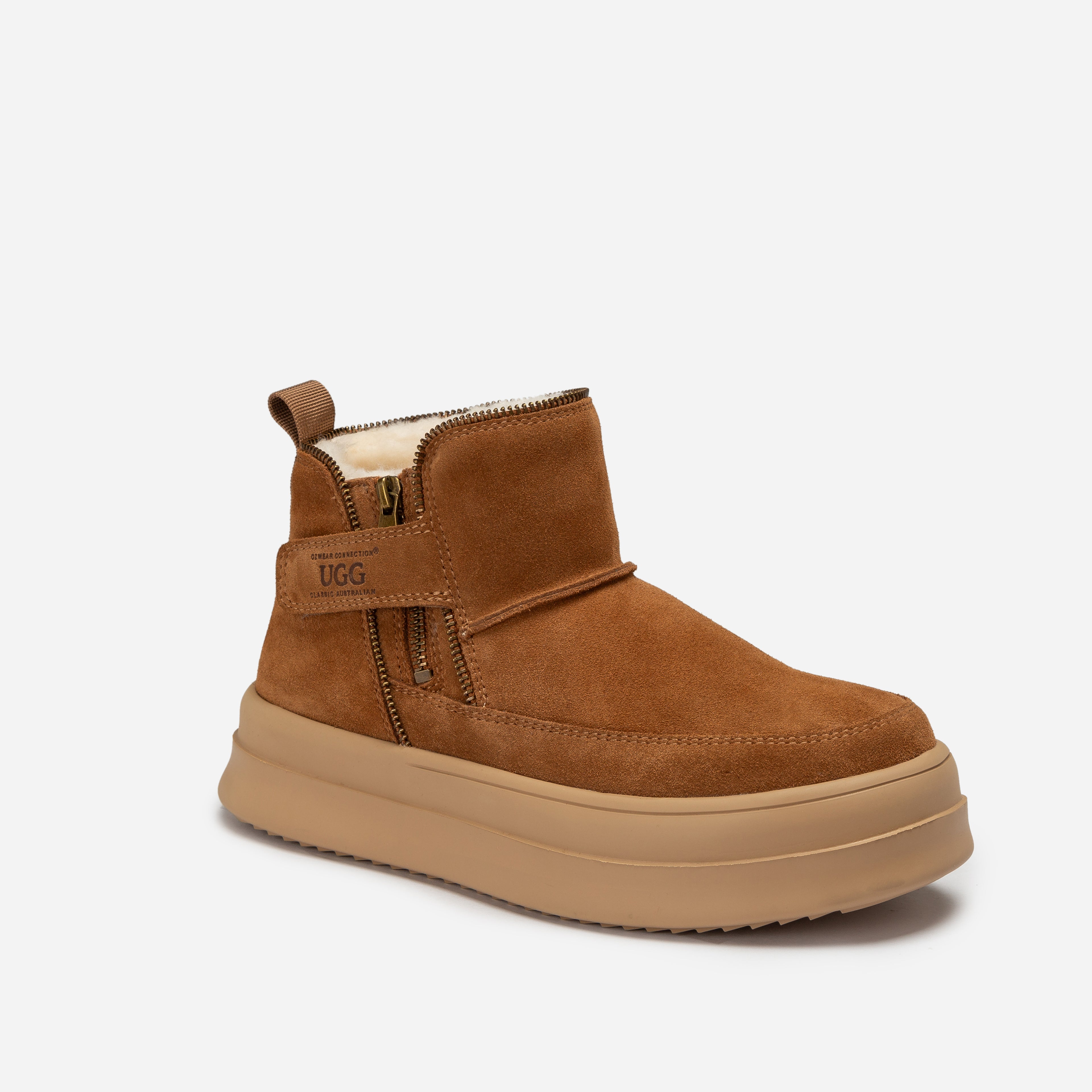 Tag Zipper Ankle Boots