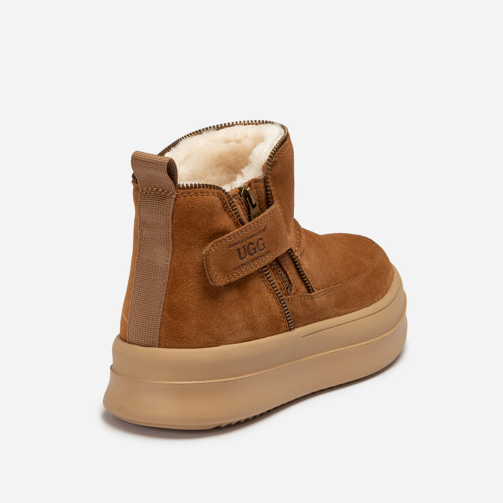 Tag Zipper Ankle Boots